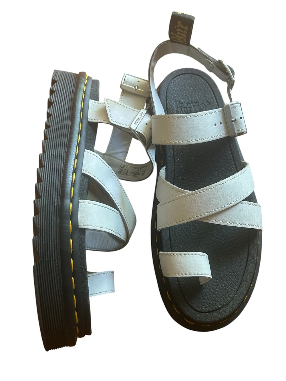Dr. Martens Avry White Strappy Toe Loop Platform Sandals Size 8